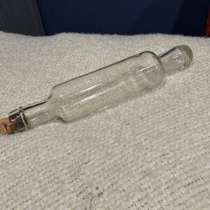 Vintage Glass Rolling Pin – 14" Long Farmhouse Kitchen Decor w Cork